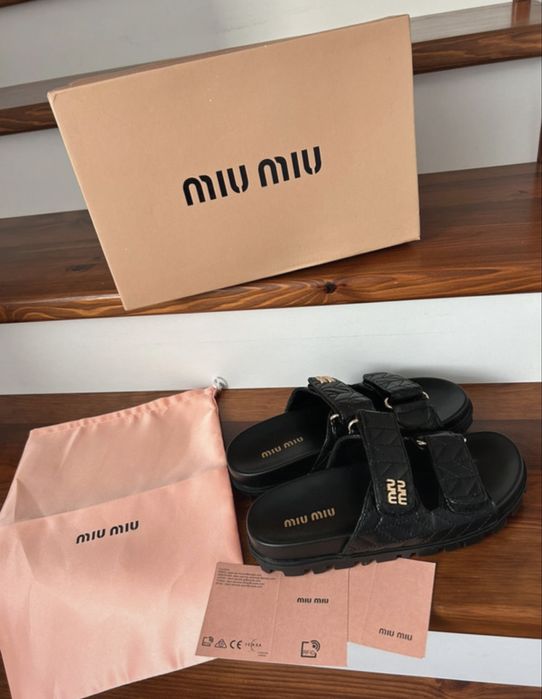 Klapki laczki czarne miu miu nowe 38