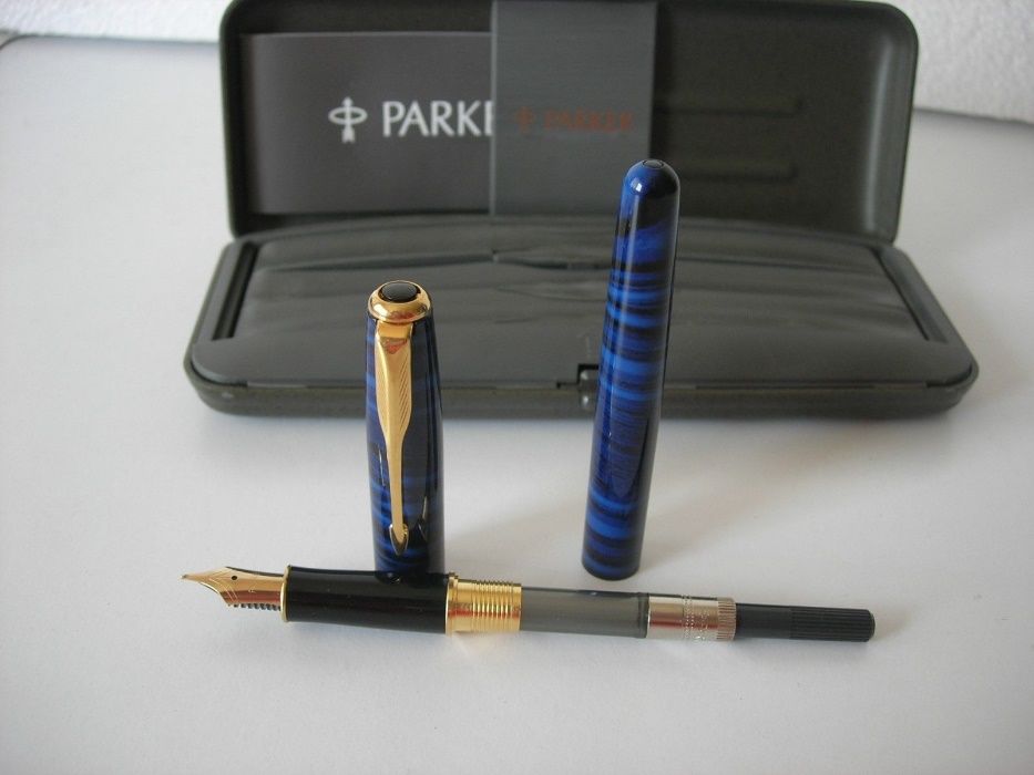 Caneta Parker Sonnet Deep Azul Marmeroado Ouro Aparo F
