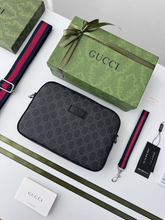 Сумка Gucci GG Black Small Messenger Bag, чоловіча сумка Gucci через плече, мессендер гучі