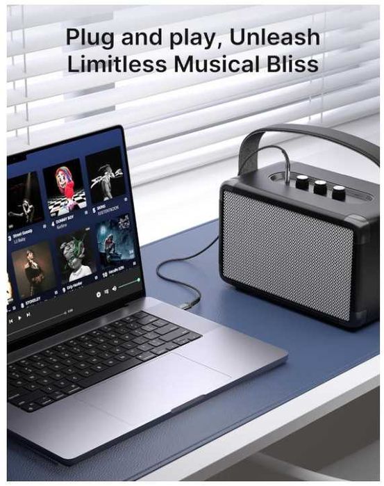 Kabel USB C na minijack 3.5mm 1m w oplocie JSAUX kolor szary