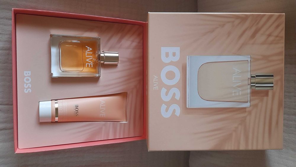 2 Perfumes Cofret H e M BOSS The Scent e Alive originais caixa novos
