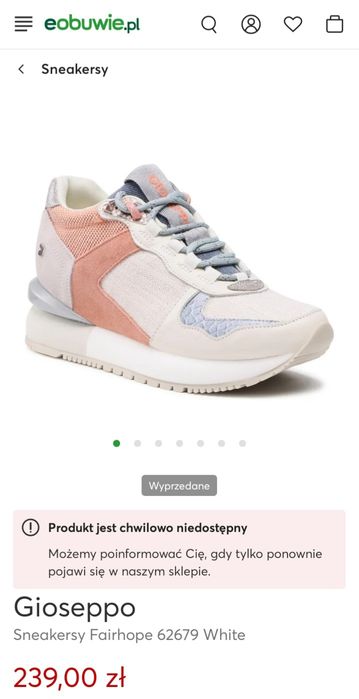 Markowe buty sneakersy Gioseppo r36 23,5cm wkładka