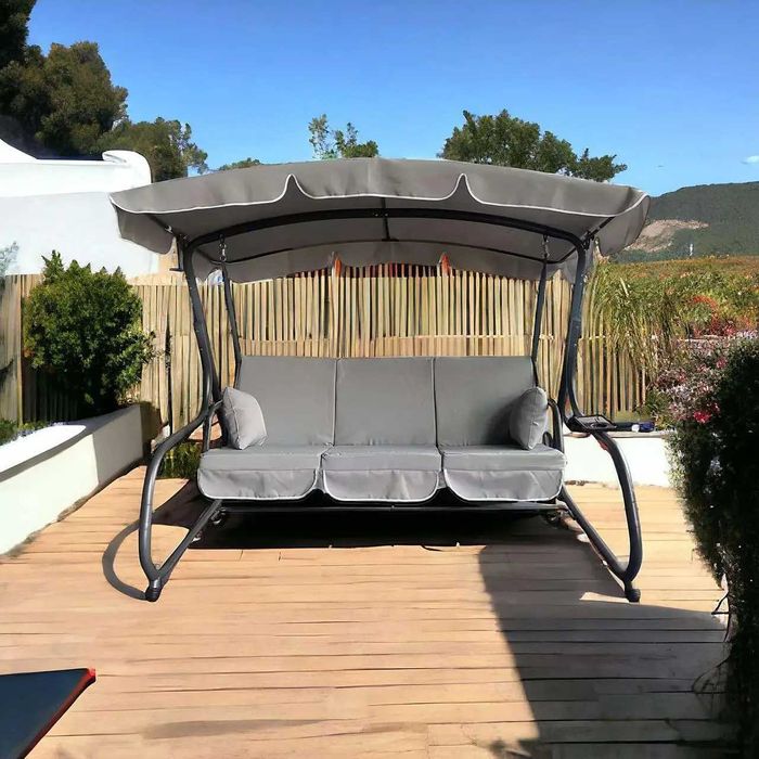 Садова гойдалка розкладна 3-х місна до 270кг Качеля з нахилом дашка