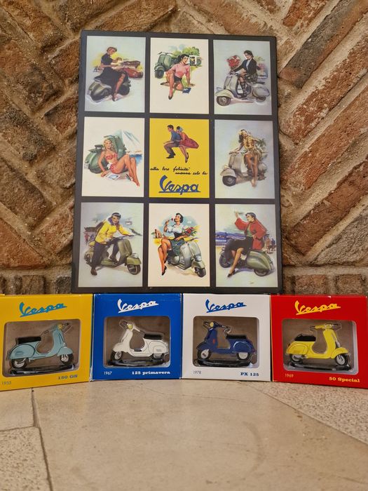 Vespa lambreta coleção 4 modelos + publicidade chapa