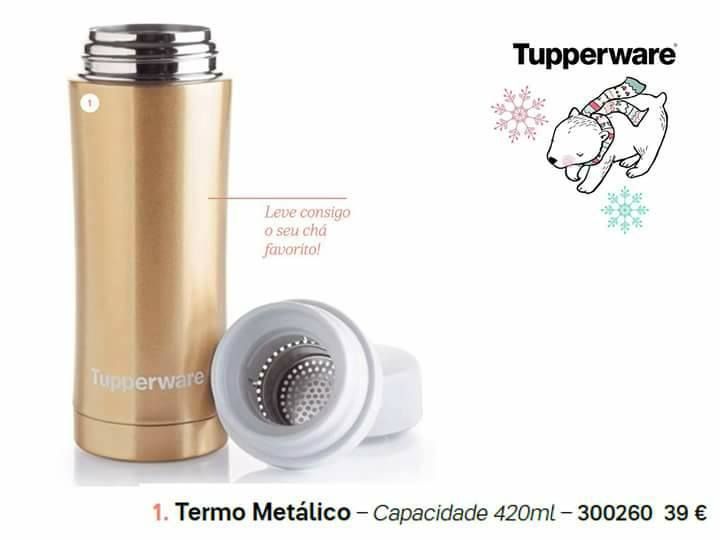Termo Metálico Vermelho ou Dourado Tupperware