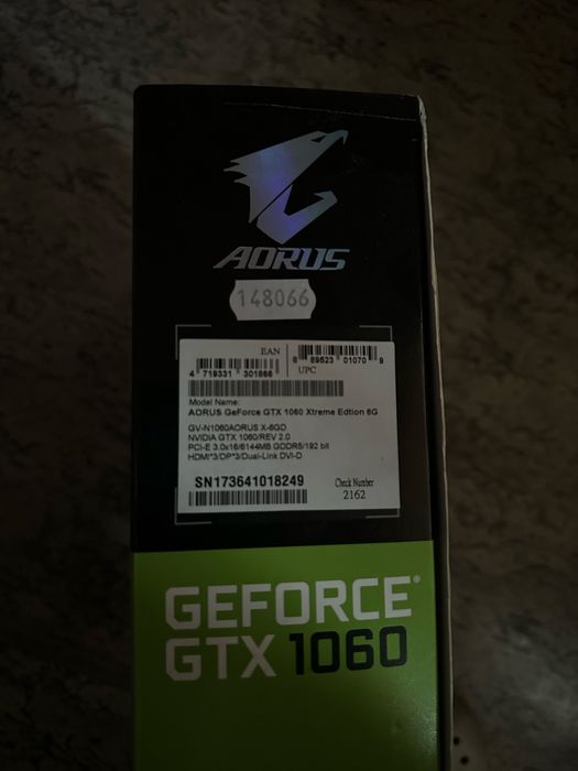 Видеокарта AORUS Geforce GTX 1060 6gb