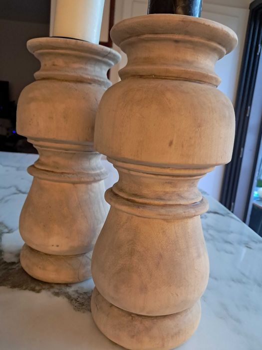 Candelabros porta velas madeira maciça