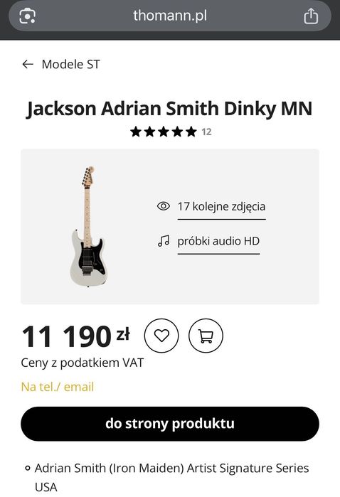 Jackson Adrian Smith USA Iron Maiden San Dimas jak Fender Strat HSS Dimarzio Super Distortion Stratocaster