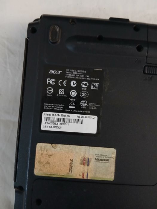 Portatil Acer para Arranjo ou para tirar peças modelo nas fotos