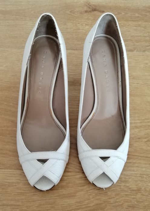 Zara buty na obcasie eleganckie białe r. 37
