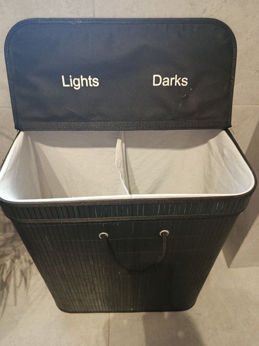 Bambusowy czarny kosz na pranie 100 l