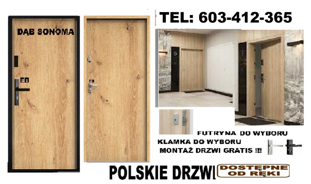 Drzwi wejściowe ZEWNĘTRZNE z MONTAŻEM wewnątrzklatkowe
