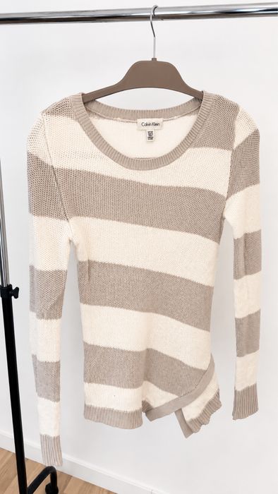 Sweter Calvin Klein w paski, rozm. S – stan idealny
