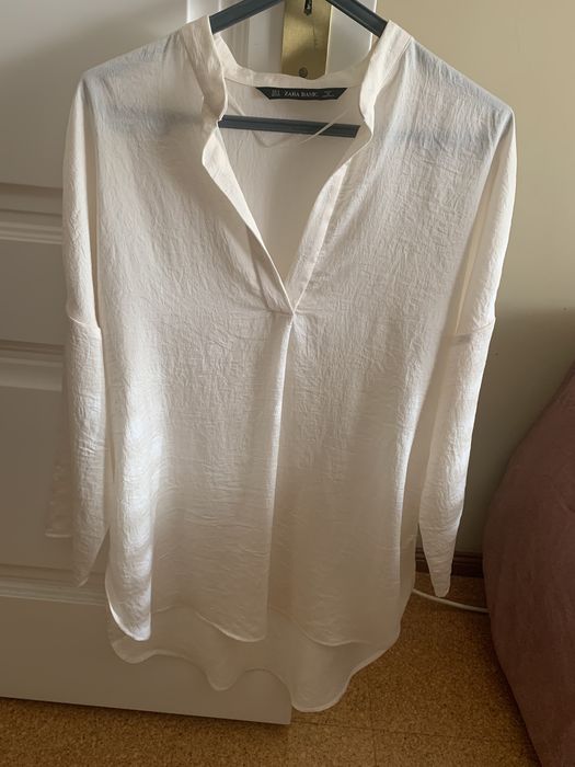 Túnica senhora creme Zara tamanho S decote em V