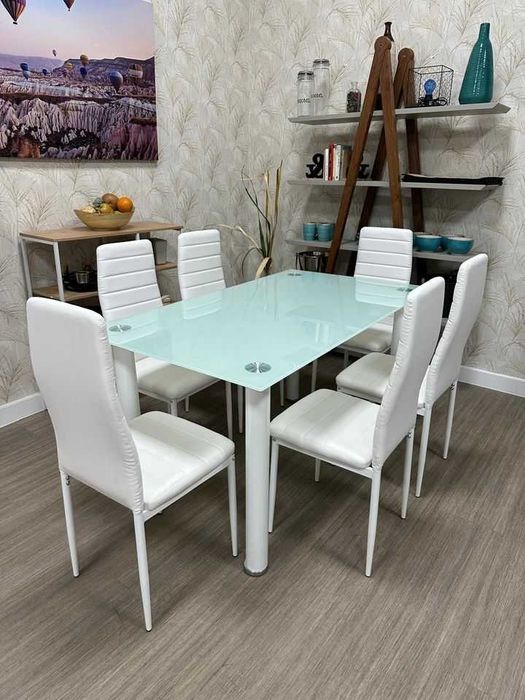 Mesa de jantar branca com 6 cadeiras! SÓ 193€ entrega gratuita