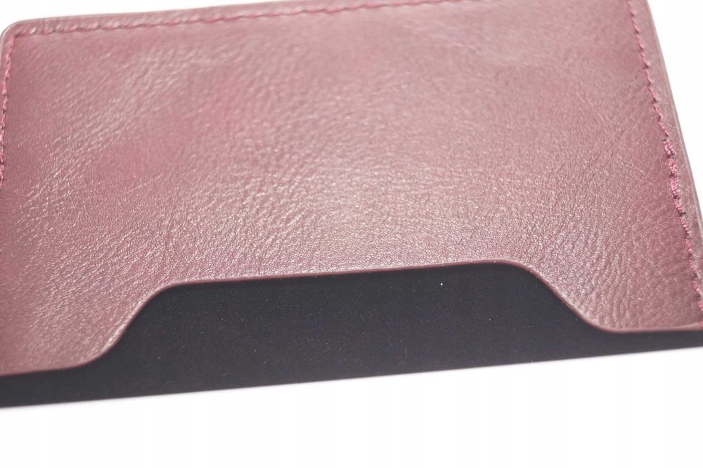 WS297 Mini Portfel męski etui RFID czerwony na karty banknoty ekoskóra