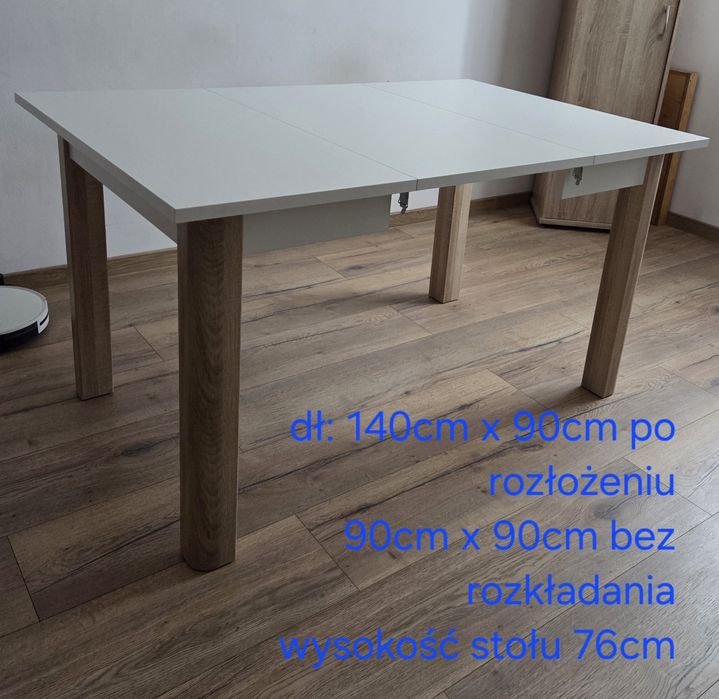Stół rozkładany biały/dąb sonoma