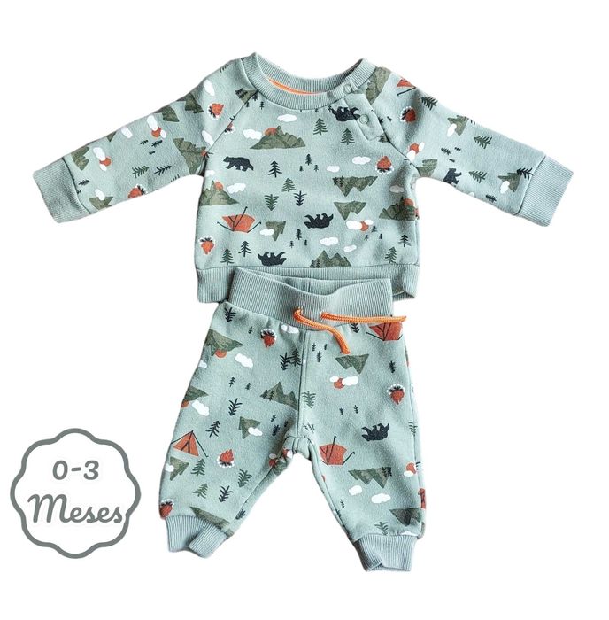 Conjunto Camisola + Calças Caqui Primark 0-3 meses