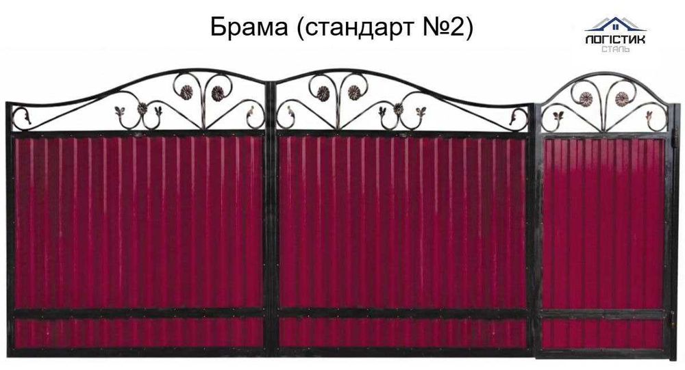 Брама розпашна з хвірткою Ворота розпашні з каліткою заповнення Ранчо Прямокутне