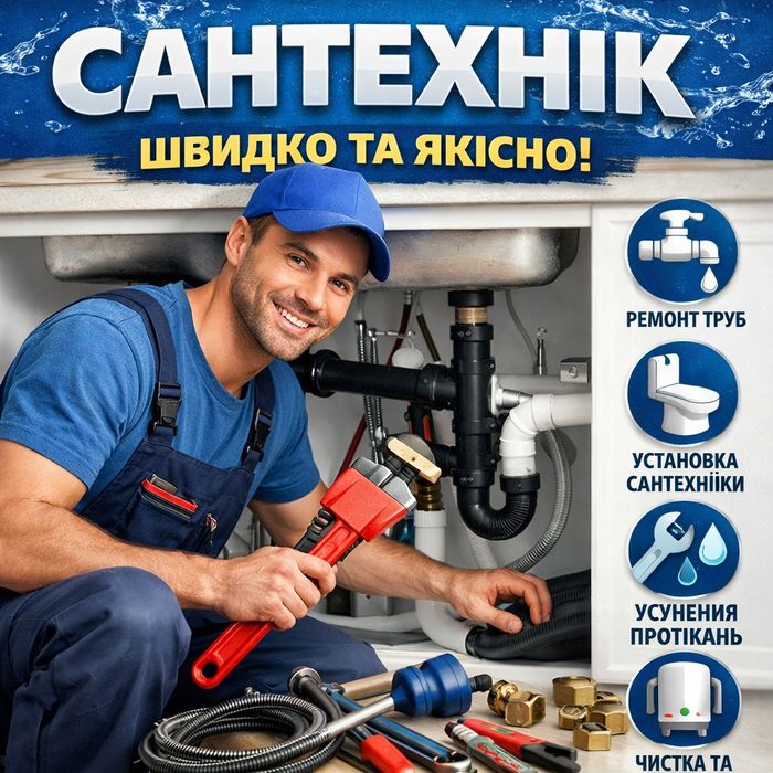 Сантехнік, швитко та якісно, терміновий виклик, сантехник