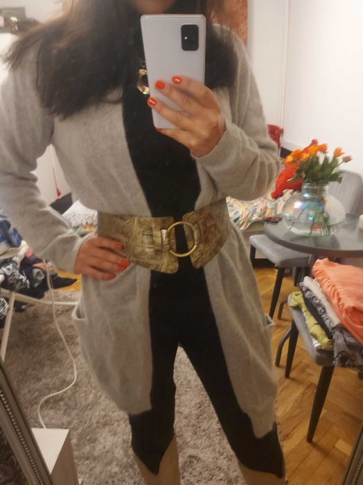 Pasek Monari wężowy zielono-złoty M