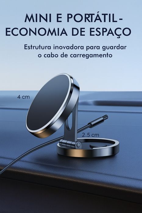 Suporte Magnético para Painel do Carro – Compacto e Super Firme