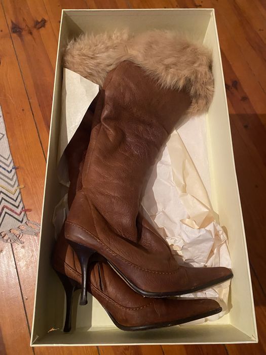 Botas castanhas de pele Vicini