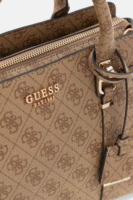 Guess Leona Logo Torebka Damska Shopper Beżowa Na Ramię