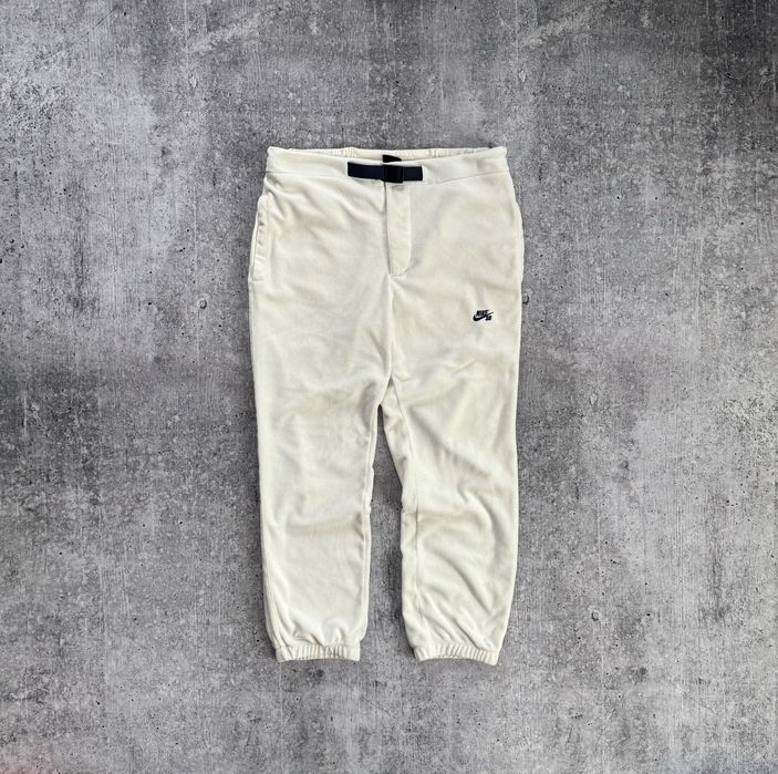 Спортивные Плюшевые Teddy Штаны Nike SB с поясом молочные утепленные