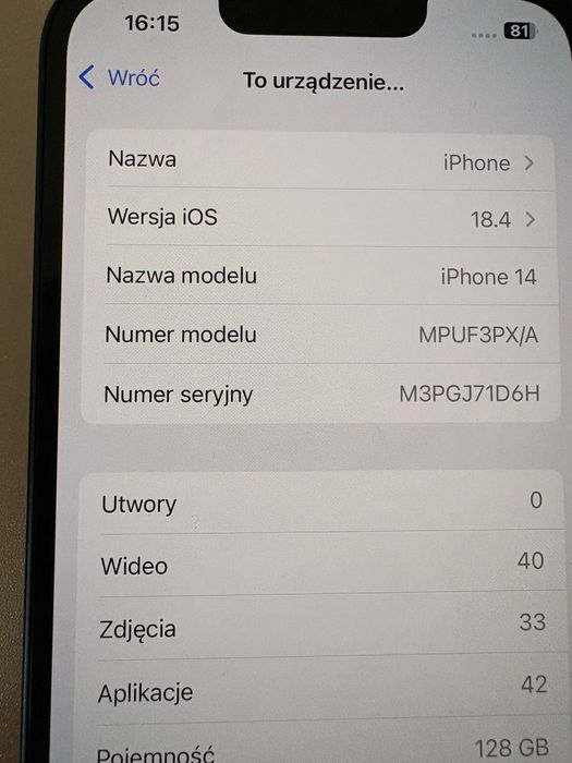 iPhone 14 99% bateri bardzo dobry stan