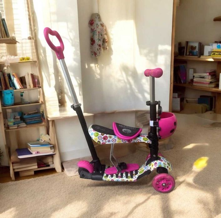 Самокат дитячій божа корівка детский самокат 5 в 1 с ручкой