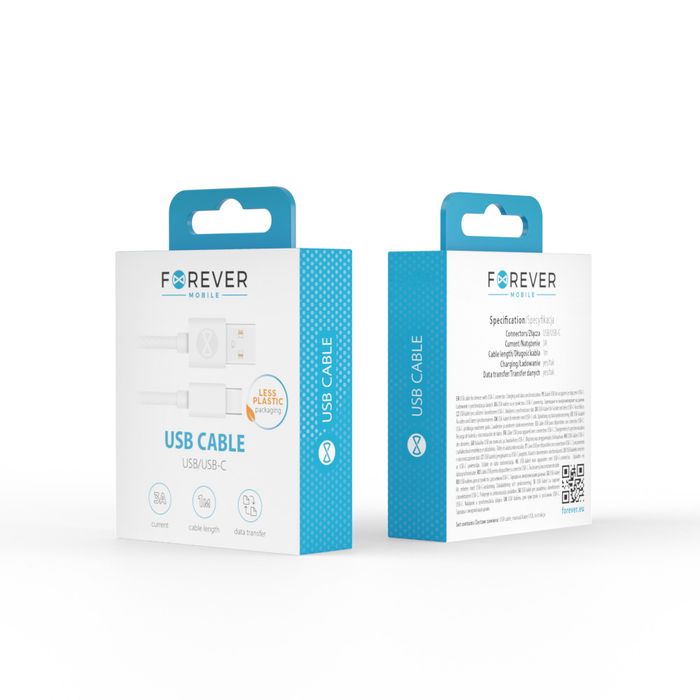 Forever kabel USB - USB-C 1,0 m 3A biały