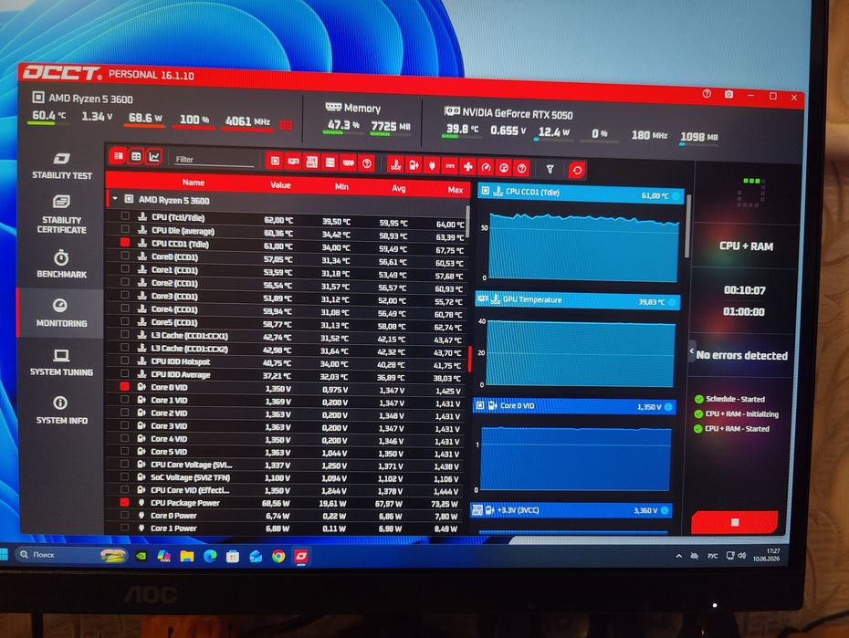 Мощный игровой компьютер А520/RTX 5050 8G/R5 3600/16 OZU/SSD NVMe 512gb/WiFi BT