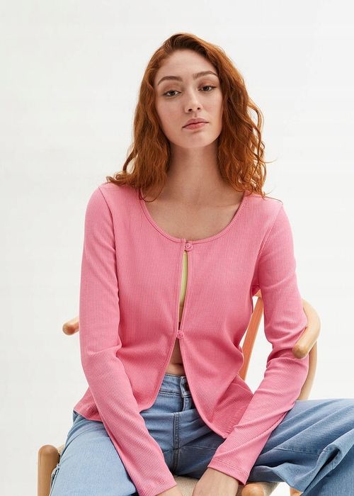 B.P.C różowa narzutka prążkowana 36/38.