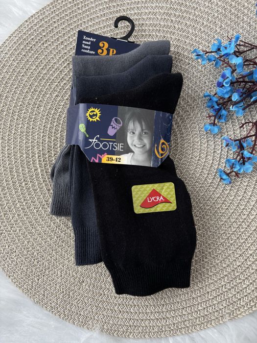 Bawełniane skarpety męskie 39-42 czarne, szare 3 pary, nowe