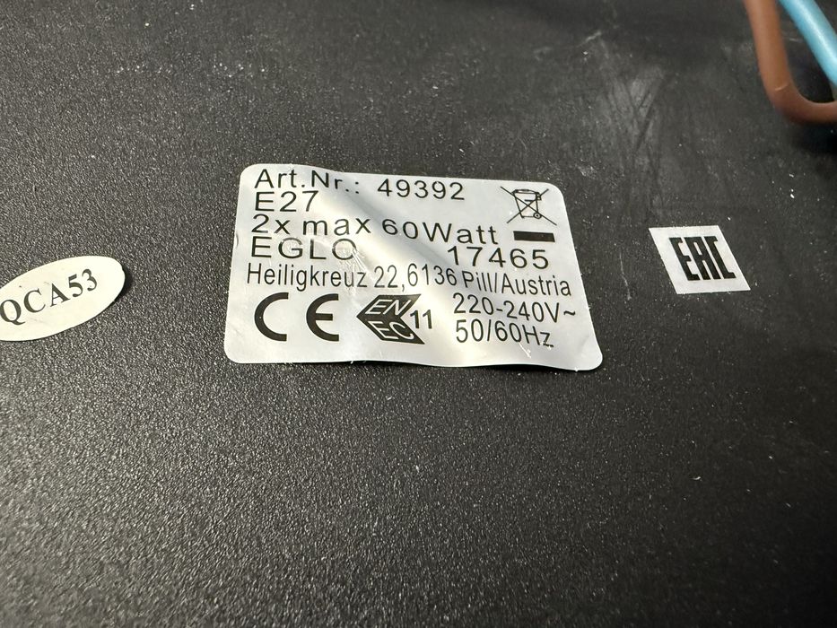 Oprawa sufitowa EGLO czarna żyrandol plafon