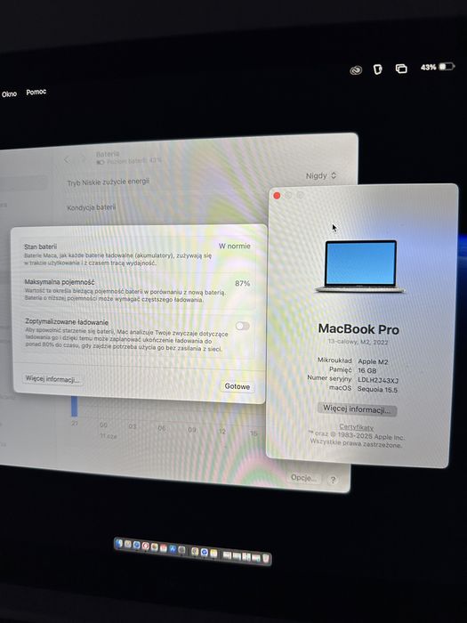 MacBook Pro M2 - 16Gb Ram - 256 GB -  Bardzo dobry stan!