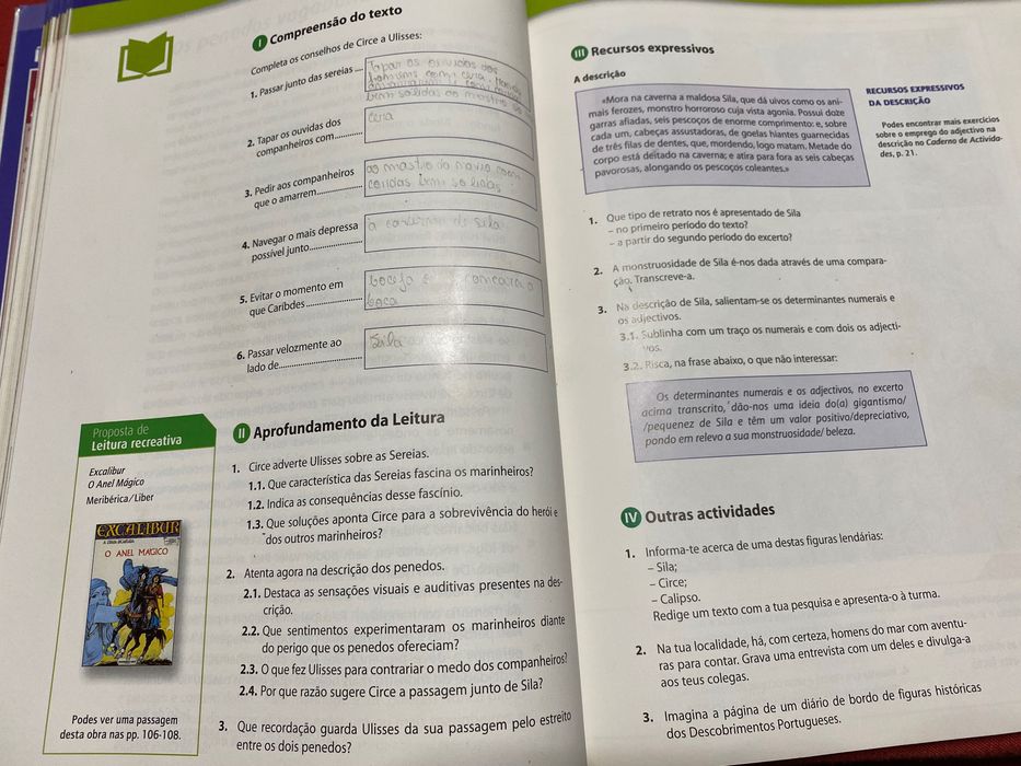 Manual e Caderno de atividades de Português do 7.º ano