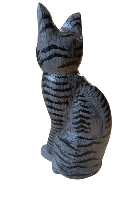 Figurka drewniana kot 32 cm ręcznie rzeźbiona malowana