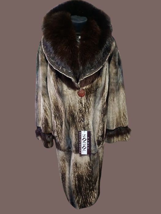 Kopengagen. Длина 110см. Норковая шуба с соболем. Натуральная шуба