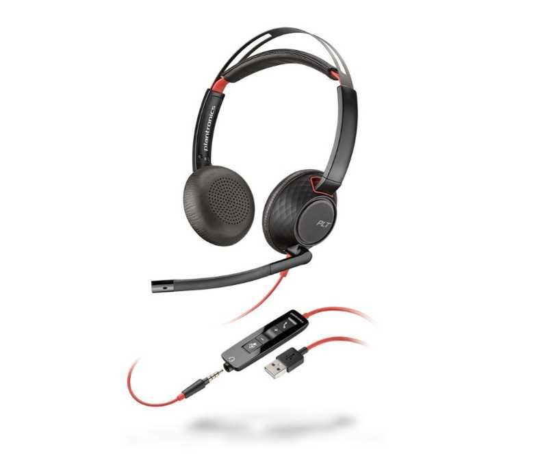 Auricular Poly Blackwire 5220 USB microfone com cancelamento de ruído