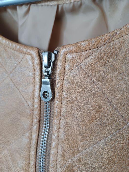 Eko skórzana ramoneska, krótka kurtka. Brązowa. Rozm 46