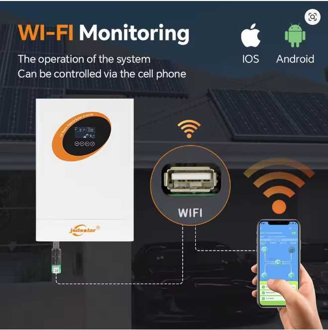 В НАЯВНОСТІ гібридний сонячний інвертор JSDsolar 24v 4KW  WiFi J4000HC  J4000E
