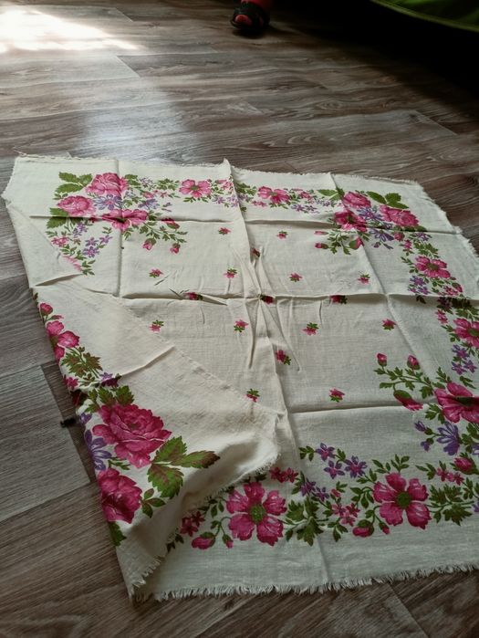 Сорочка льон українська хустка платок