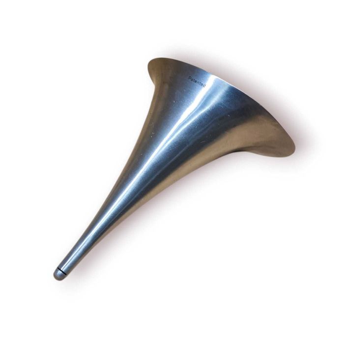 Funil metálico “Patented” c/ filtro interno – aço inox vintage