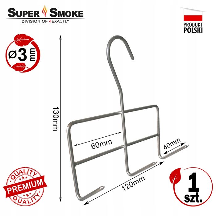 Hak Wędzarniczy Super Smoke do boczku i słoniny 3mm Premium 13cm
