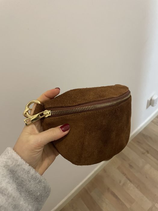 Bolsa castanha em pele NOVA