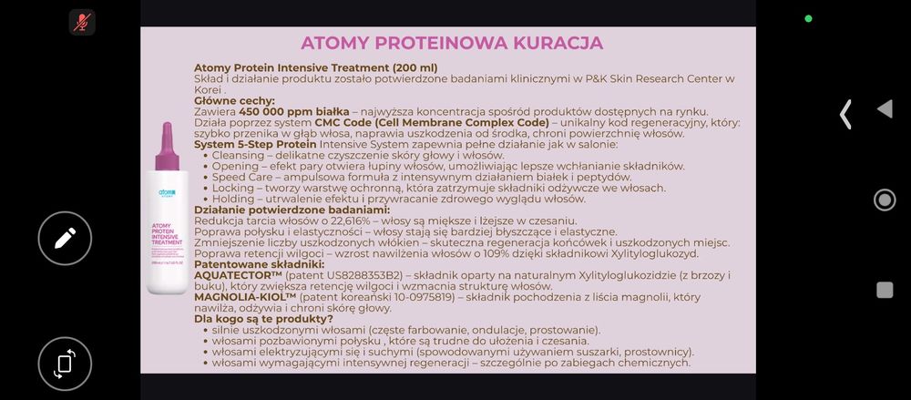 Szampon proteinowy 400 ml ATOMY