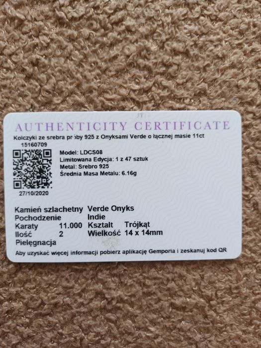 Kolczyki że srebra próby 925 z ONYKSAMI VERDE 11CT