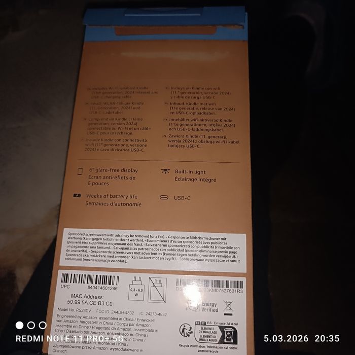 Czytnik ebook Kindle 11generacji